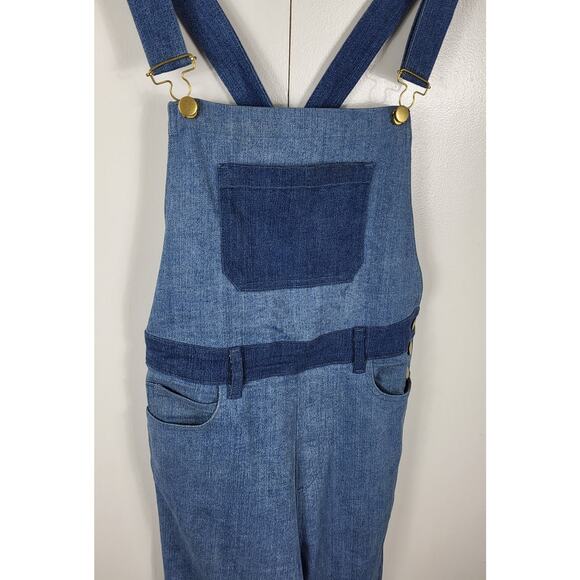 SSO Second Skin Overalls by Danielle Two Toned Blue Denim Patchwork Overalls | M - Picture 4 of 10